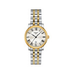 Montre TISSOT T-CLASSIC CARSON PREMIUM femme cadran gris bracelet acier inoxydable bicolore doré - vue 1