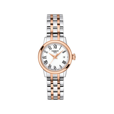 Montre TISSOT T-classic femme bracelet acier inoxydable bicolore rose - vue 1