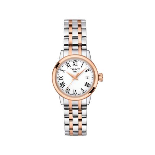 TISSOT T-classic dameshorloge met roze roestvrijstalen armband