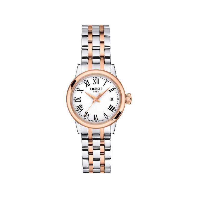 Montre TISSOT T-classic femme bracelet acier inoxydable bicolore rose - vue 1