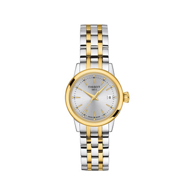 Montre TISSOT T-CLASSIC DREAM femme cadran gris bracelet acier inoxydable bicolore doré