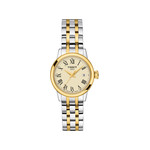 Montre TISSOT T-CLASSIC DREAM femme cadran ivoire bracelet acier inoxydable bicolore doré - vue 1