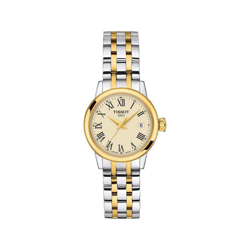 Montre TISSOT T-CLASSIC DREAM femme cadran ivoire bracelet acier inoxydable bicolore doré - vue 1