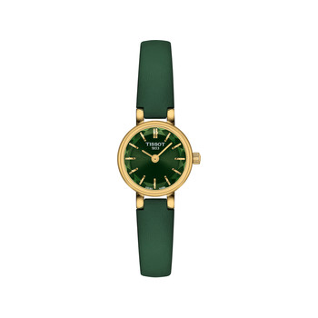 TISSOT T-LADY LOVELY ROUND dameshorloge groene wijzerplaat groen leren band