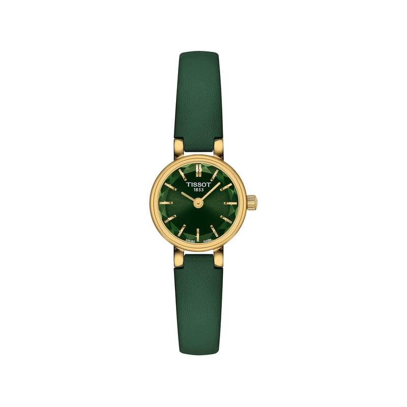 Montre TISSOT T-LADY LOVELY ROUND femme cadran vert bracelet cuir vert - vue 1
