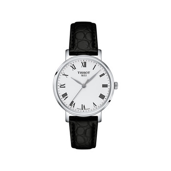 TISSOT T-classic dameshorloge met zwarte leren band