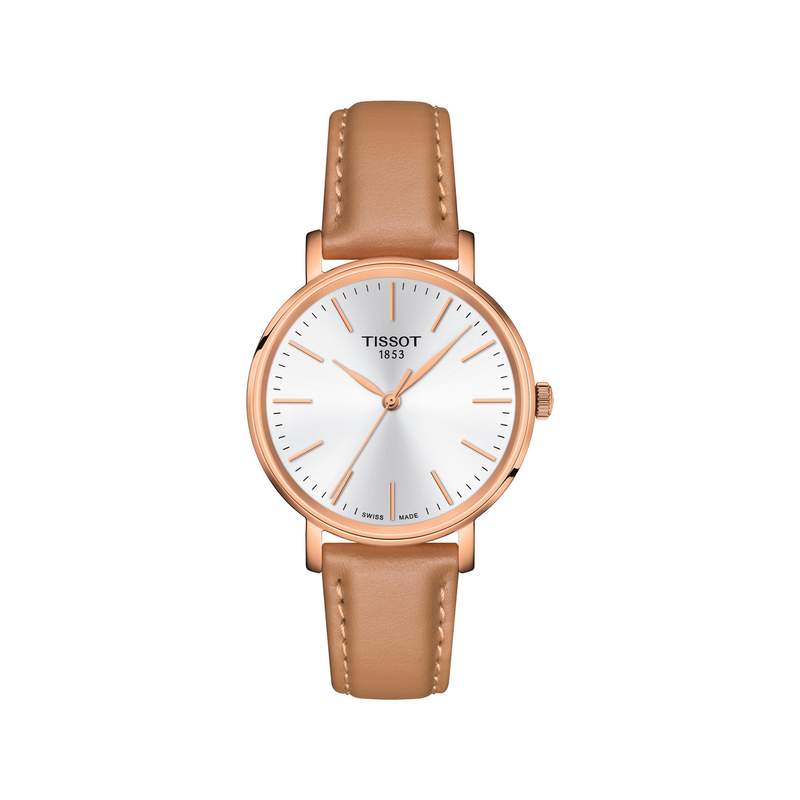 Montre TISSOT T-classic femme bracelet cuir beige - vue 1
