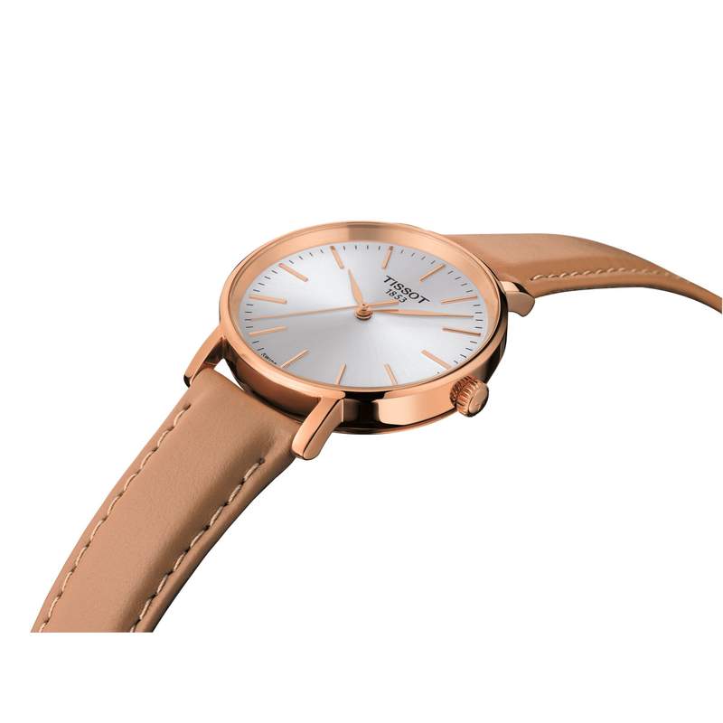 Montre TISSOT T-classic femme bracelet cuir beige - vue D1