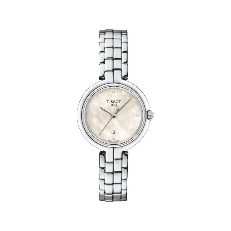 TISSOT T-LADY FLAMINGO dameshorloge met beige wijzerplaat en roestvrijstalen band - afbeelding 1