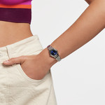 Women's SWATCH Irony Lady Sloane grey stainless steel bracelet - view worn 2