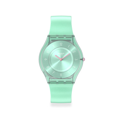 Montre SWATCH Skin Classic biosourced Pastelicious teal femme bracelet silicone vert - vue 1