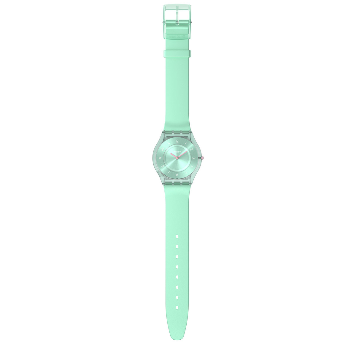 Montre SWATCH Skin Classic biosourced Pastelicious teal femme bracelet silicone vert - vue D1