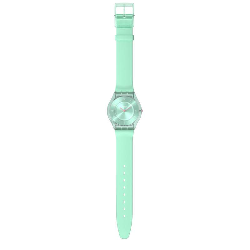 Montre SWATCH Skin Classic biosourced Pastelicious teal femme bracelet silicone vert - vue D1
