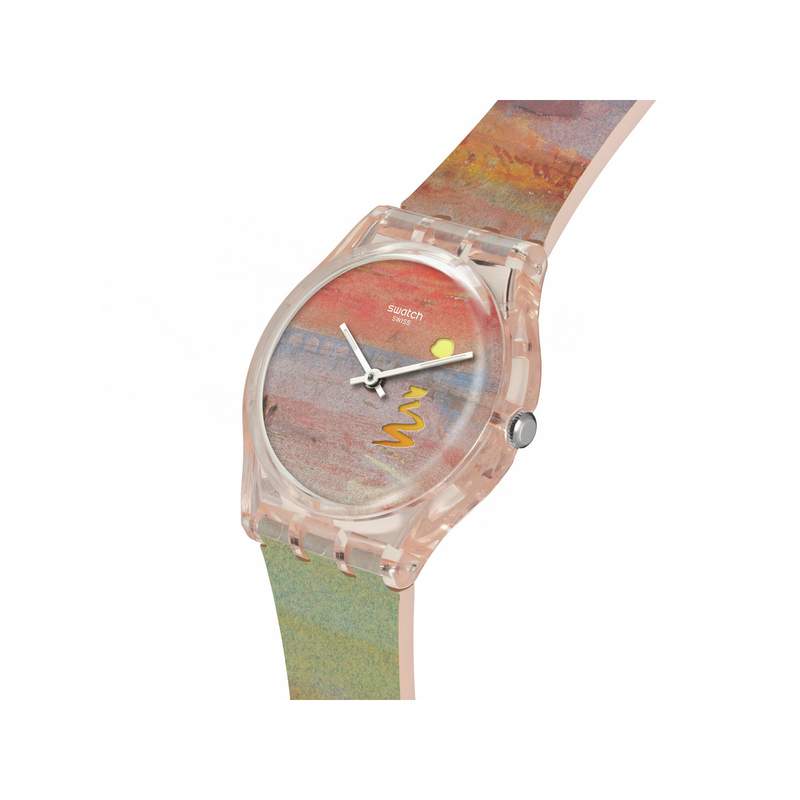 Montre SWATCH Gent biosourced Turner's Scarlet sunset femme bracelet silicone rose - vue 2