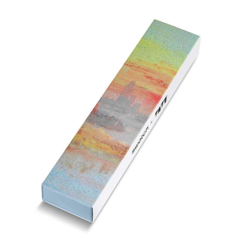 Montre SWATCH Gent biosourced Turner's Scarlet sunset femme bracelet silicone rose - vue D3