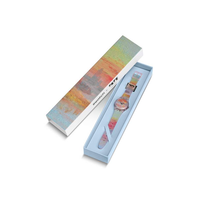 Montre SWATCH Gent biosourced Turner's Scarlet sunset femme bracelet silicone rose - vue D4
