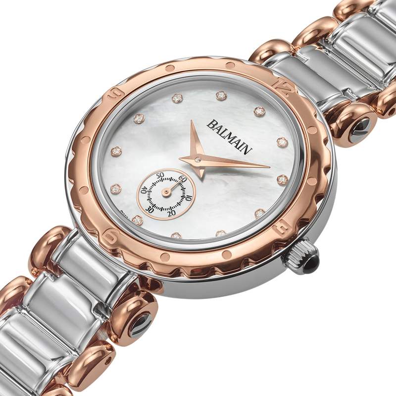 Montre BALMAIN downtown femme bracelet acier inoxydable bicolore rose - vue D1