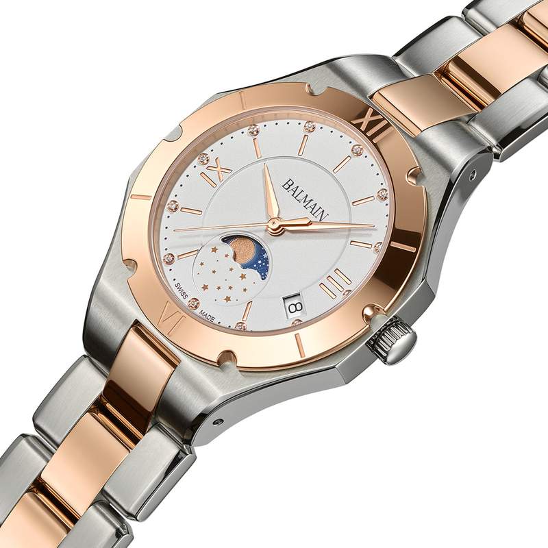 Montre BALMAIN downtown femme bracelet acier inoxydable bicolore rose - vue D1
