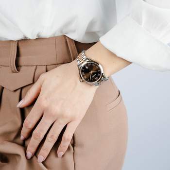 BALMAIN tradition dameshorloge roestvrijstalen schakelband tweekleurig roze