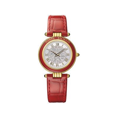 Montre BALMAIN tradition femme bracelet cuir rouge foncé - vue 1