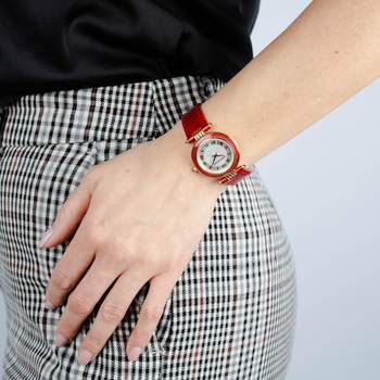 BALMAIN traditioneel dameshorloge met donkerrode leren band