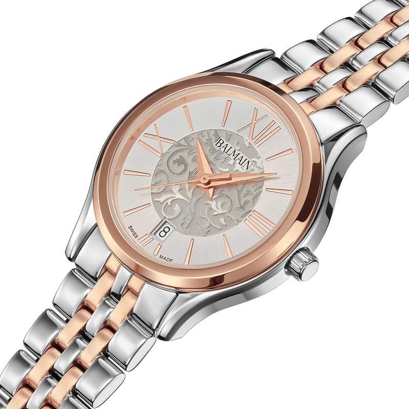 Montre BALMAIN tradition femme bracelet acier inoxydable bicolore rose - vue D1