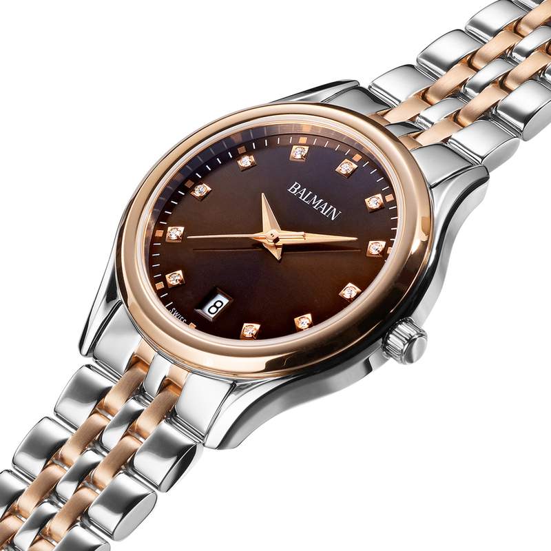 Montre BALMAIN tradition femme bracelet acier inoxydable bicolore rose - vue D1
