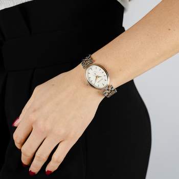 BALMAIN tradition dameshorloge roestvrijstalen schakelband tweekleurig roze