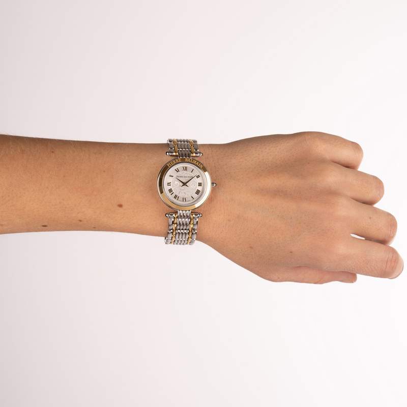 Montre BALMAIN tradition femme bracelet acier inoxydable bicolore jaune - vue porté 3