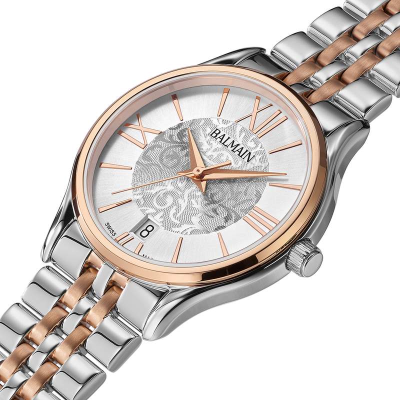 BALMAIN tradition women's stainless steel bracelet two-tone pink - view D1