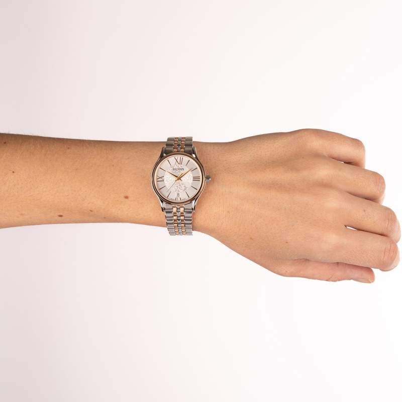 BALMAIN tradition ladies watch stainless steel bracelet two-tone pink - view worn 3