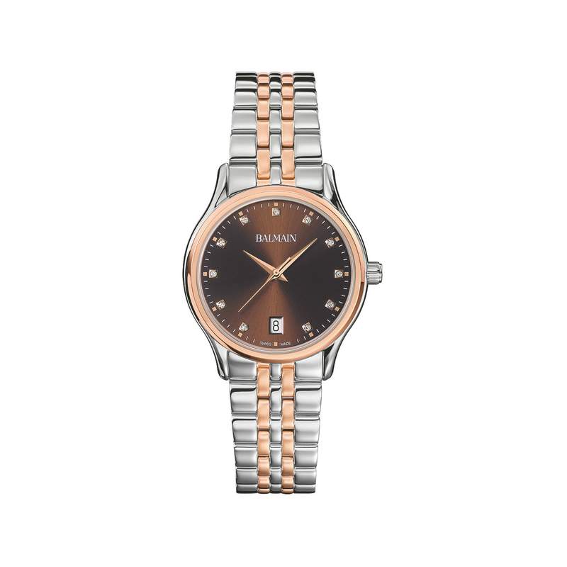Montre BALMAIN tradition femme cadran nacre bracelet acier inoxydable bicolore rose - vue 1