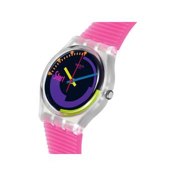 SWATCH gemengd horloge met roze siliconen band