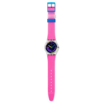 SWATCH gemengd horloge met roze siliconen band