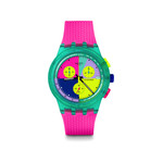 Montre SWATCH mixte bracelet silicone rose - vue 1