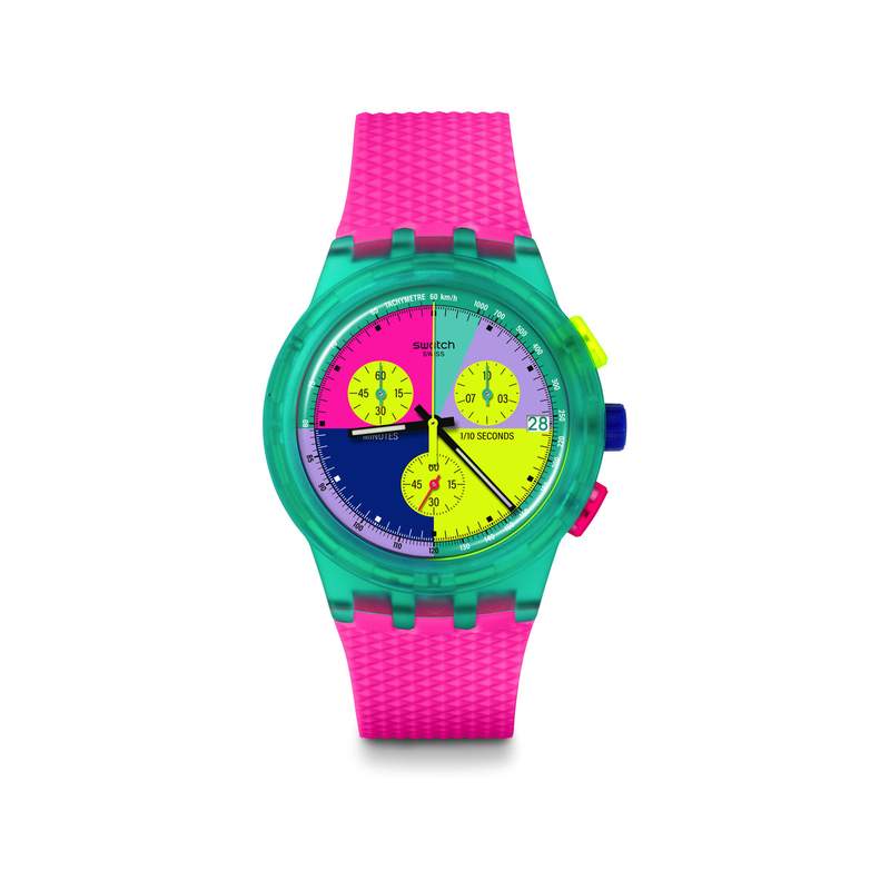 Montre SWATCH mixte bracelet silicone rose - vue 1