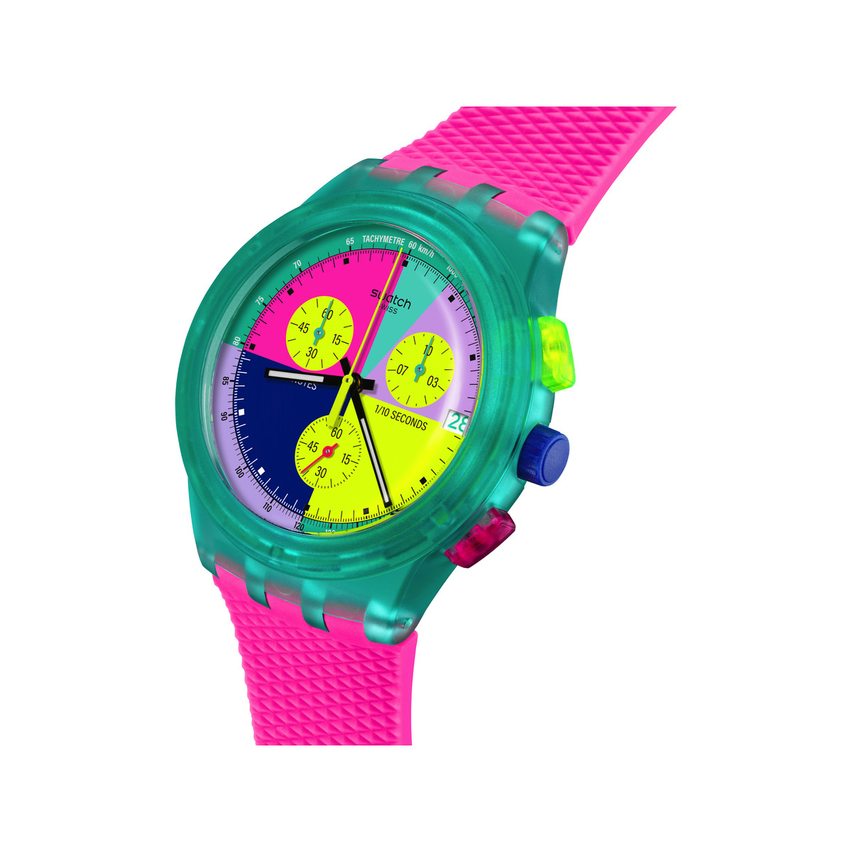 Montre SWATCH mixte bracelet silicone rose - vue 2