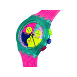 SWATCH mixed watch with pink silicone strap - view 2