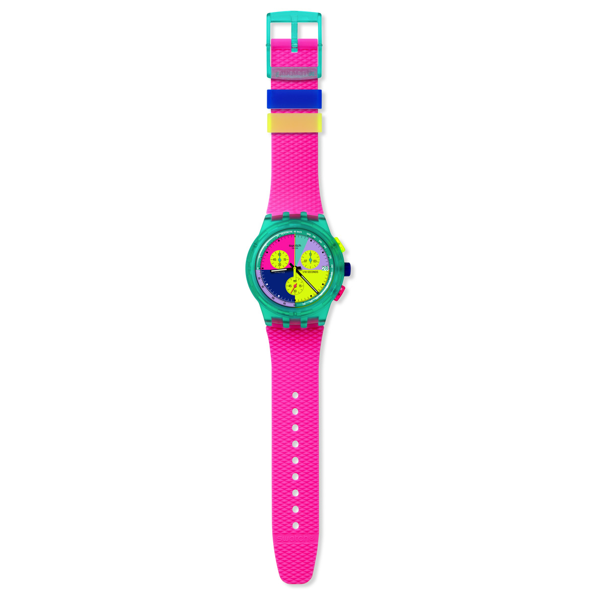 Montre SWATCH mixte bracelet silicone rose - vue D1