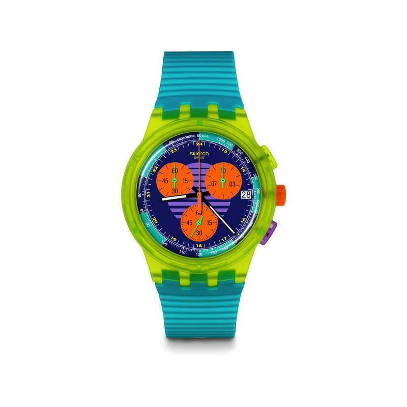 Montre SWATCH mixte bracelet silicone vert - vue 1