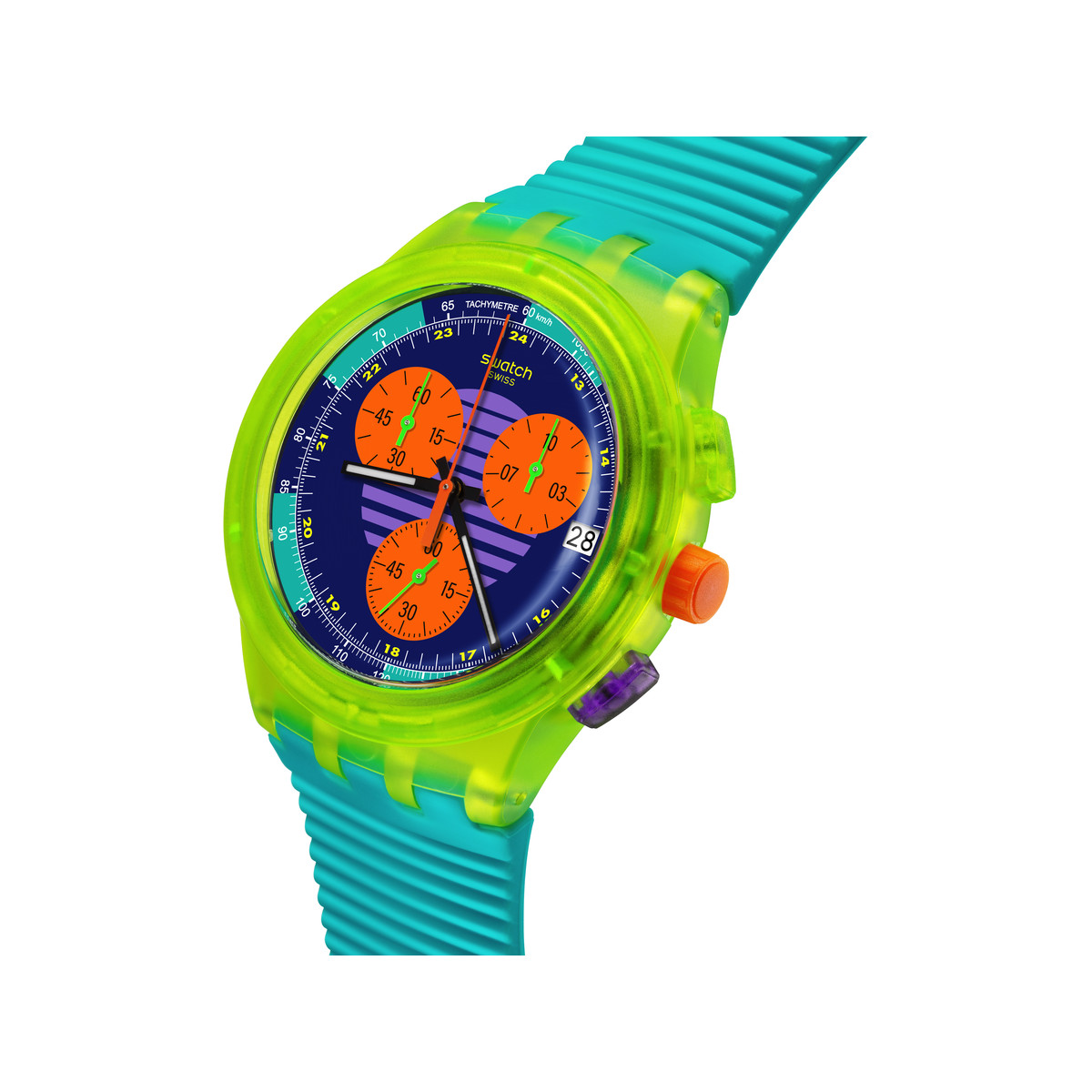 Montre SWATCH mixte bracelet silicone vert - vue 2