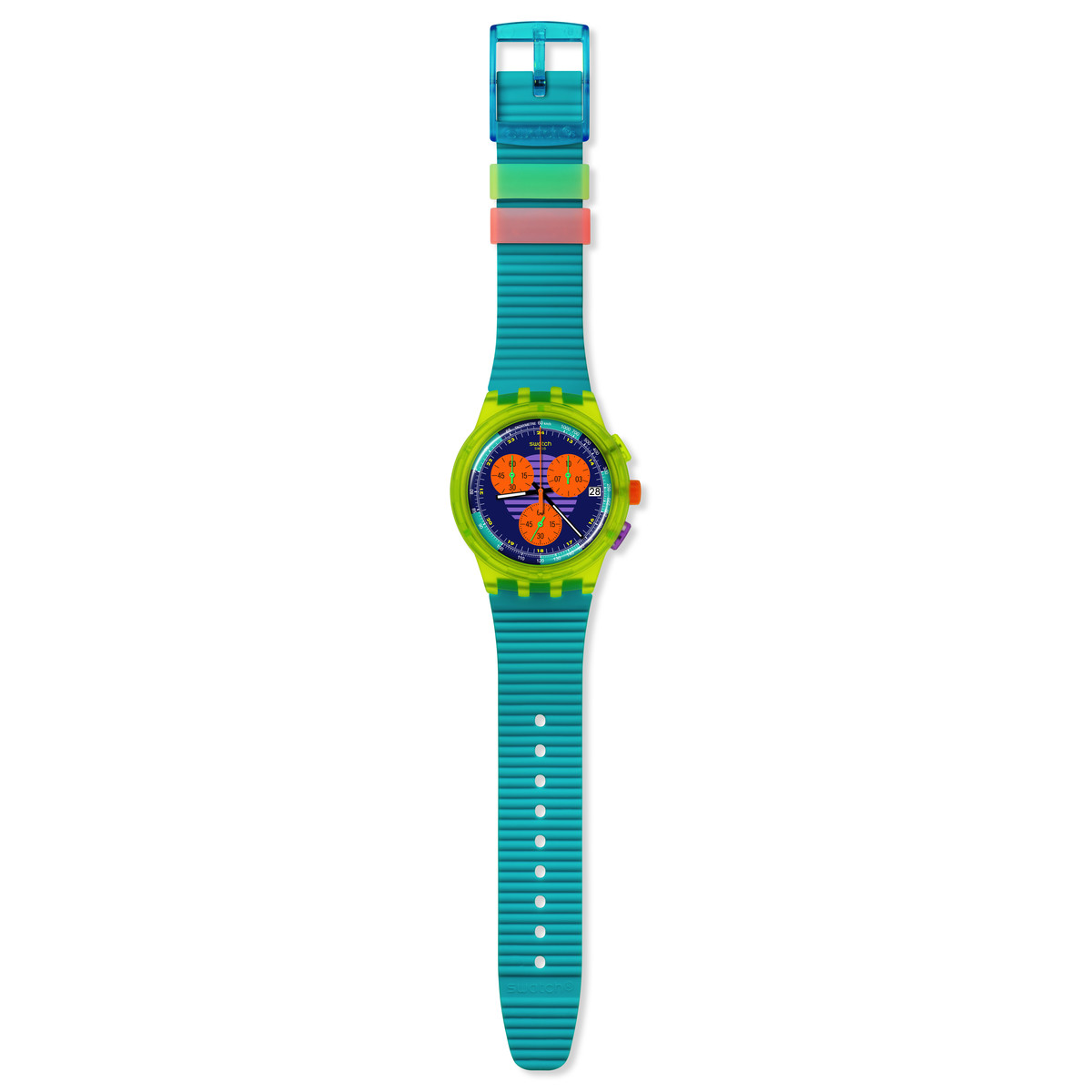 Montre SWATCH mixte bracelet silicone vert - vue D1