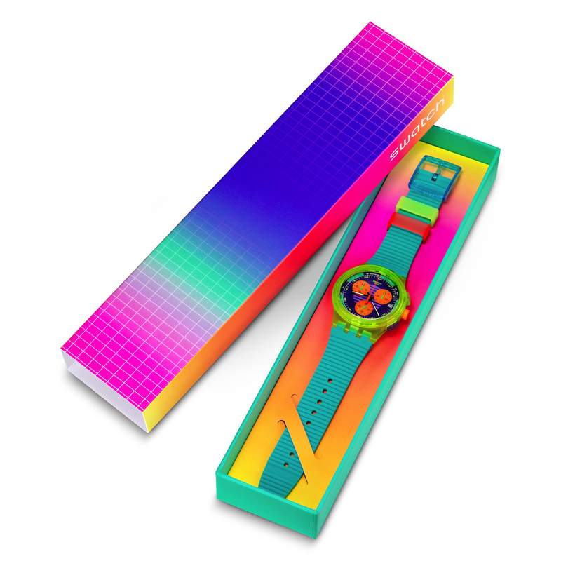 Montre SWATCH mixte bracelet silicone vert - vue D3
