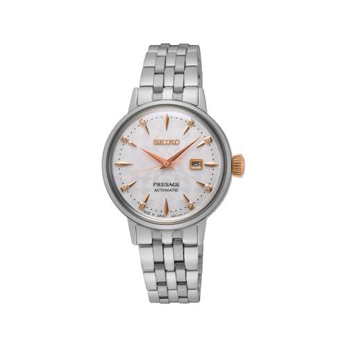 SEIKO PRESAGE women's automatic watch, silver stainless steel bracelet