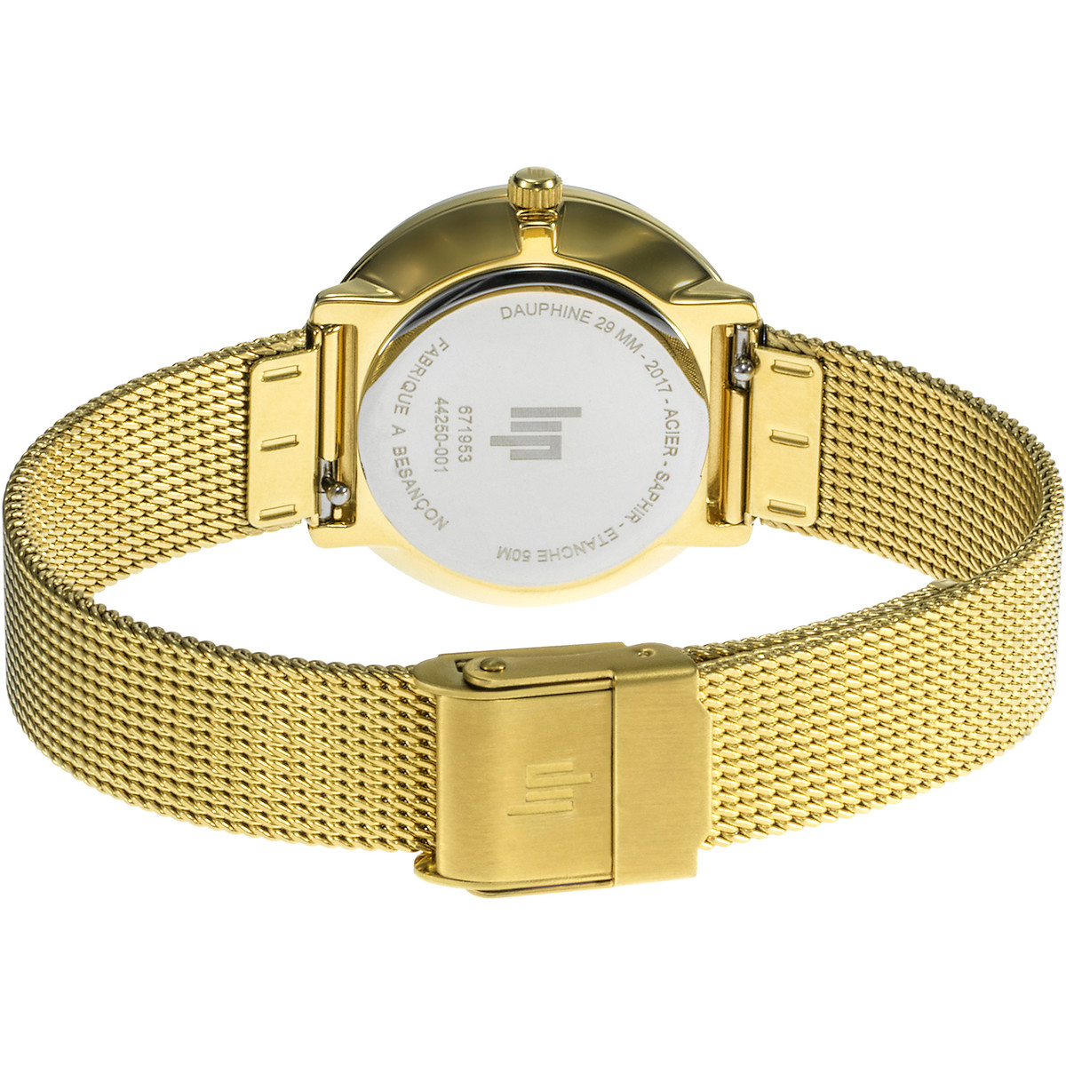 Montre LIP DAUPHINE COLLECTION femme cadran marron bracelet acier doré boiter acier, 29mm - vue 3