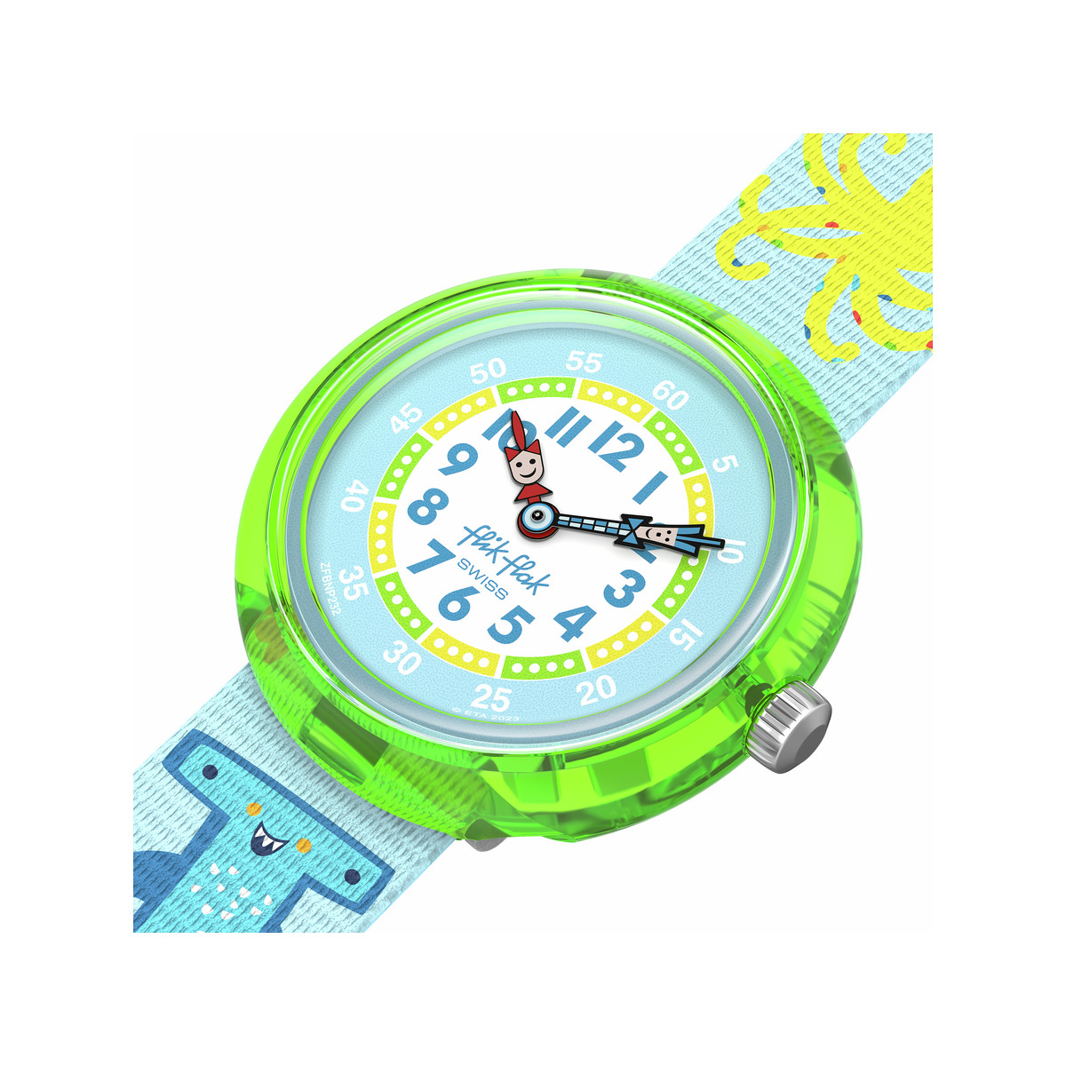 Montre Flik Flak x faber-castell enfant bracelet plastique bleu - vue 2