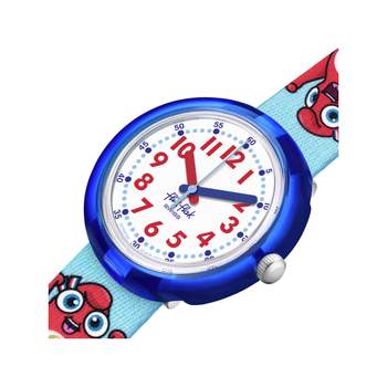 Montre Flik Flak paris 2024 enfant bracelet plastique bleu