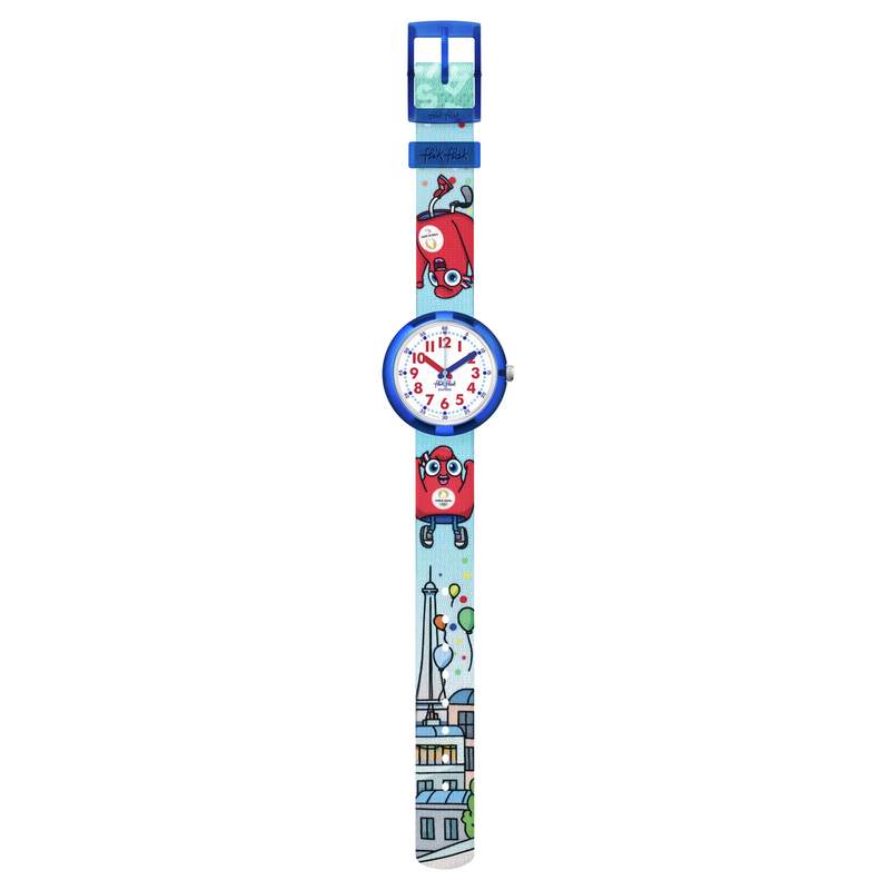 Montre Flik Flak paris 2024 enfant bracelet plastique bleu - vue D1