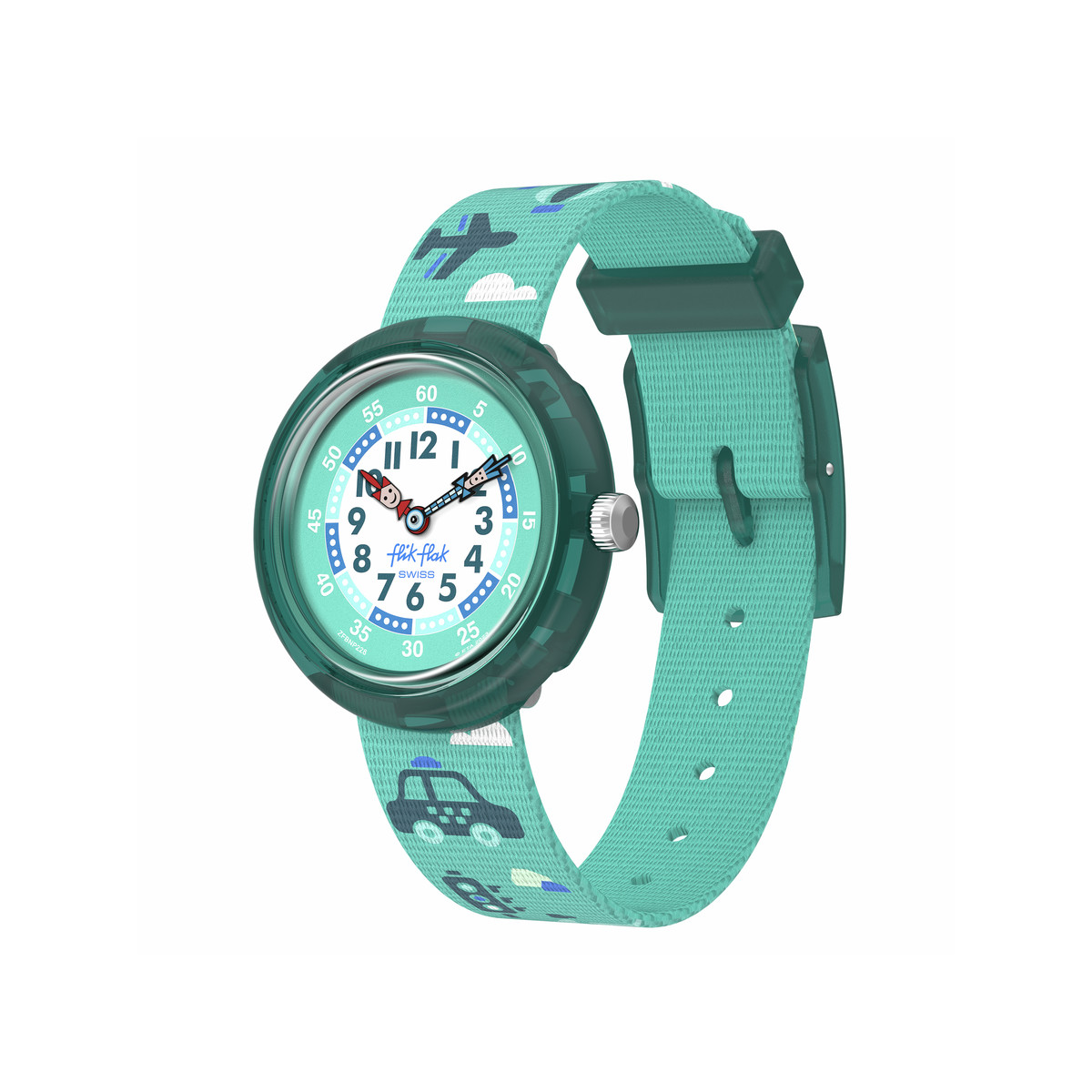 Montre Flik Flak time to discover enfant bracelet tissu vert