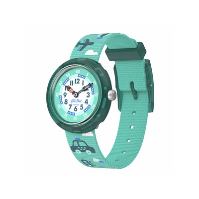 Flik Flak watch time to discover child green fabric bracelet MATY